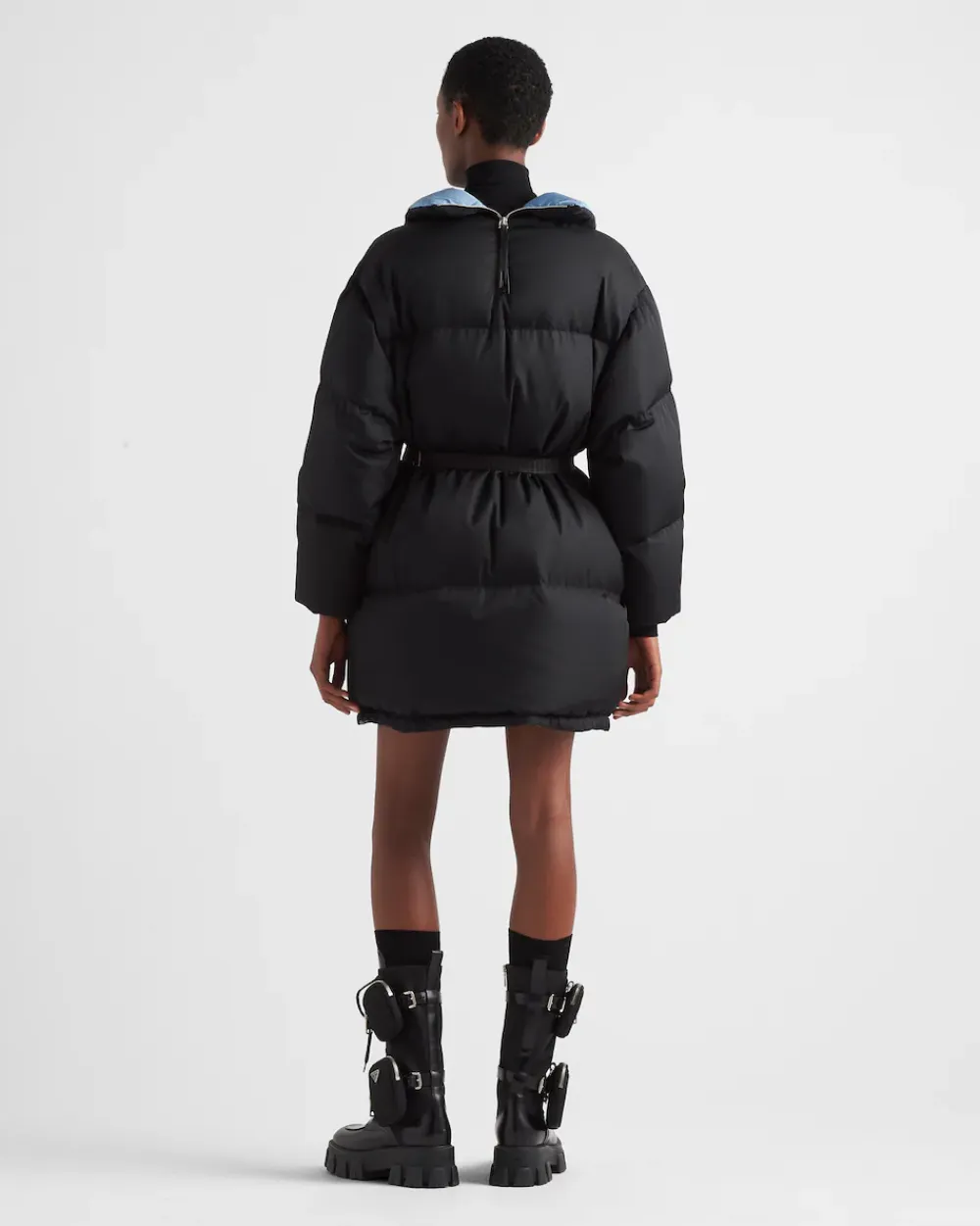 Mujer Prada COLECCIÓN FEMENINA|ROPA DE ABRIGO^Abrigo Con Capucha De Plumón Y Gabardina De Re-nylon