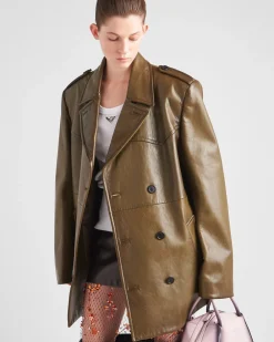 Mujer Prada ROPA DE PIEL^Abrigo Cruzado De Piel