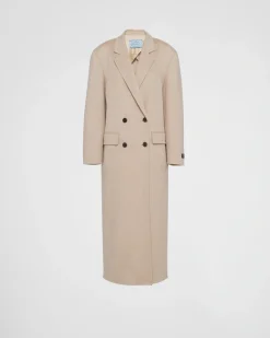 Mujer Prada CHAQUETAS Y ABRIGOS^Abrigo De Botonadura Doble En Cachemir De Terciopelo
