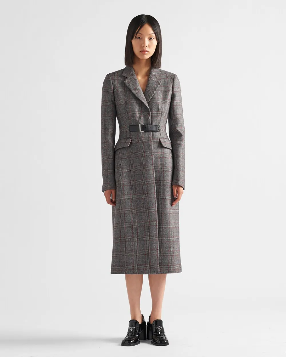 Mujer Prada CHAQUETAS Y ABRIGOS^Abrigo De Botonadura Simple De Mouliné Príncipe Gales