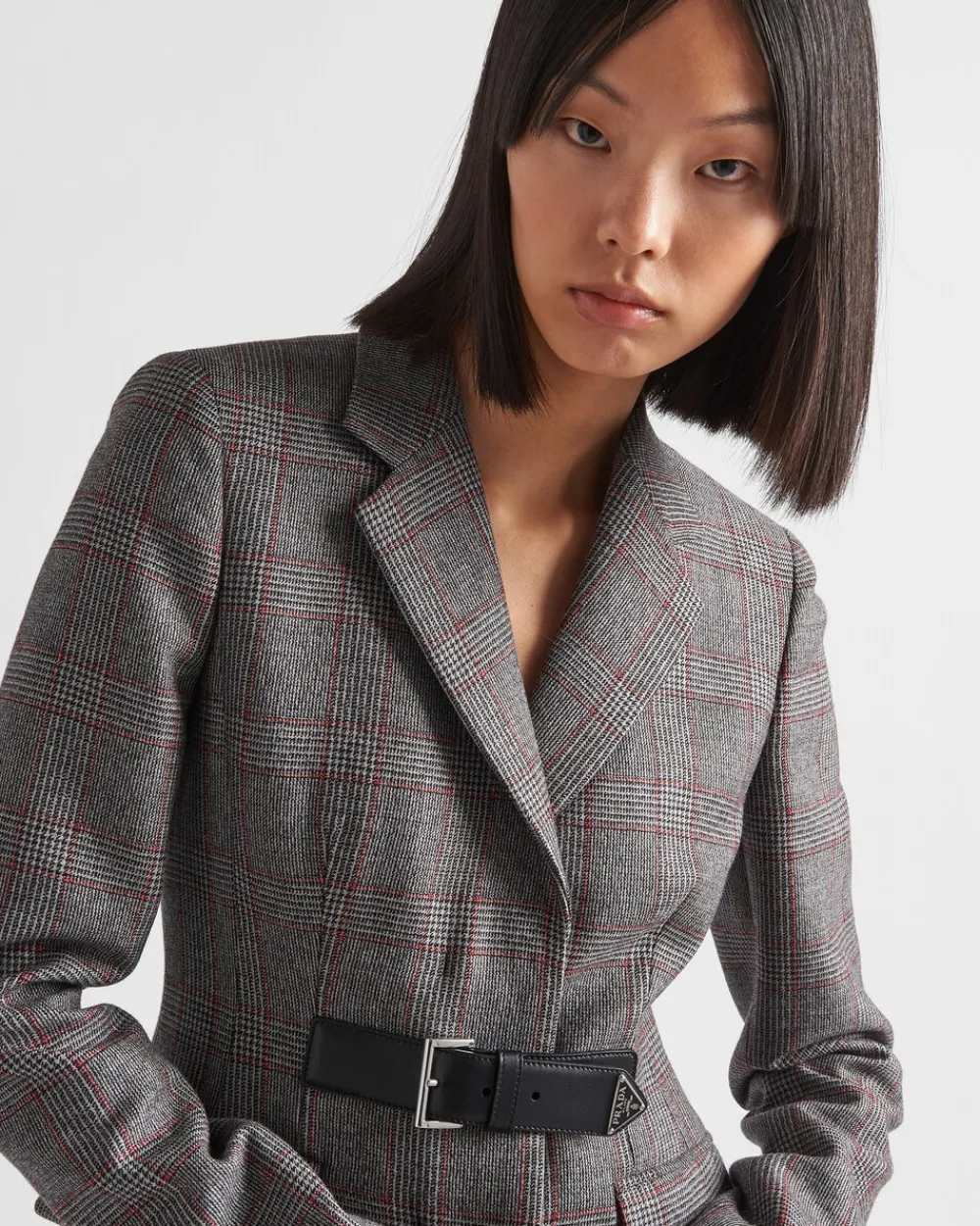 Mujer Prada CHAQUETAS Y ABRIGOS^Abrigo De Botonadura Simple De Mouliné Príncipe Gales