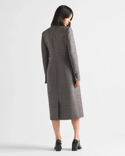 Mujer Prada CHAQUETAS Y ABRIGOS^Abrigo De Botonadura Simple De Mouliné Príncipe Gales