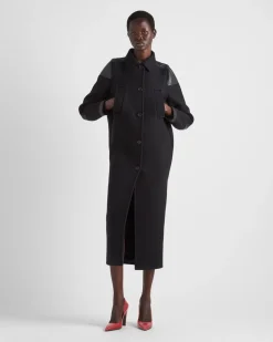 Mujer Prada CHAQUETAS Y ABRIGOS^Abrigo De Botonadura Simple De Paño Y Piel
