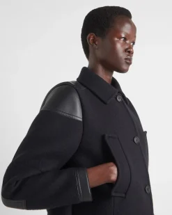 Mujer Prada CHAQUETAS Y ABRIGOS^Abrigo De Botonadura Simple De Paño Y Piel