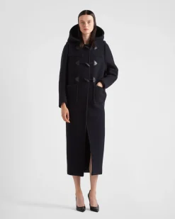 Mujer Prada CHAQUETAS Y ABRIGOS^Abrigo De Botonadura Simple En Paño De Terciopelo