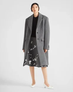 Mujer Prada CHAQUETAS Y ABRIGOS^Abrigo De Terciopelo De Botonadura Simple