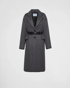 Mujer Prada CHAQUETAS Y ABRIGOS^Abrigo Recto De Cachemir Con Cinturón