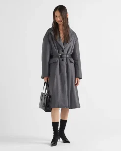 Mujer Prada CHAQUETAS Y ABRIGOS^Abrigo Recto De Cachemir Con Cinturón