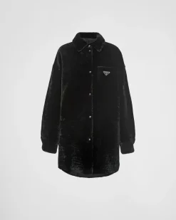 Mujer Prada ROPA DE PIEL^Abrigo Reversible De Gabardina Y Piel Vuelta