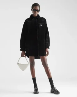 Mujer Prada ROPA DE PIEL^Abrigo Reversible De Gabardina Y Piel Vuelta