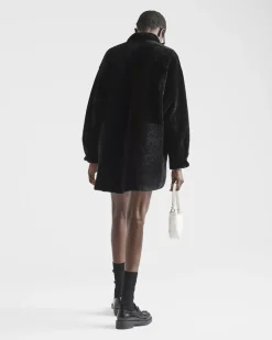 Mujer Prada ROPA DE PIEL^Abrigo Reversible De Gabardina Y Piel Vuelta