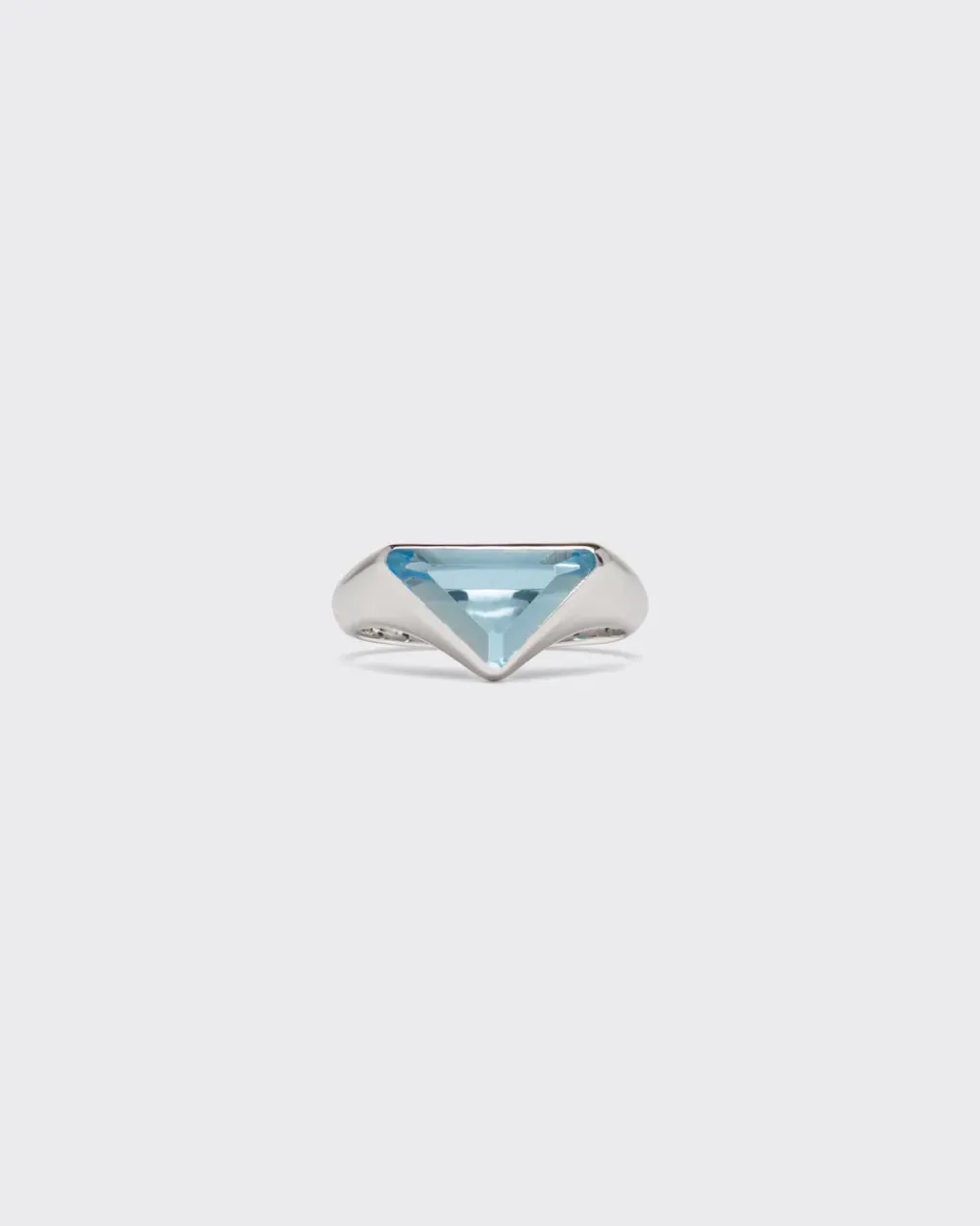 Hombre Prada JOYAS DE PLATA^Anillo Con Logo Y Topacio Azul Suizo