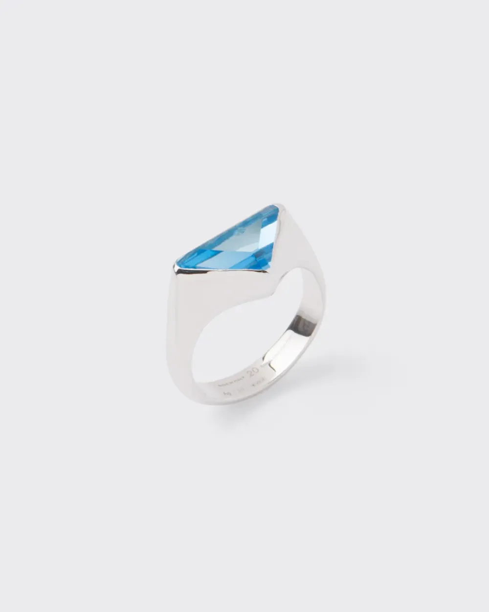 Hombre Prada JOYAS DE PLATA^Anillo Con Logo Y Topacio Azul Suizo