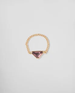 Mujer Prada COLECCIÓN DE JOYERÍA ELEGANTE^Anillo De Cadena Eternal Gold: Oro Y Amatista