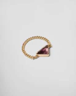 Mujer Prada COLECCIÓN DE JOYERÍA ELEGANTE^Anillo De Cadena Eternal Gold: Oro Y Amatista