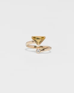 Mujer Prada COLECCIÓN DE JOYERÍA ELEGANTE^Anillo Eternal Gold: Oro, Diamante Y Cuarzo