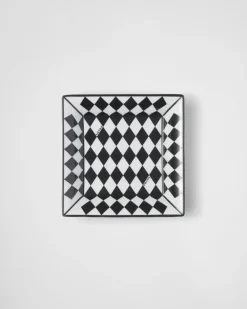 Prada VELAS AROMÁTICAS Y OBJETOS DECORATIVOS^Bandeja Cuadrada Grande De Porcelana Para Llaves - Checkerboard