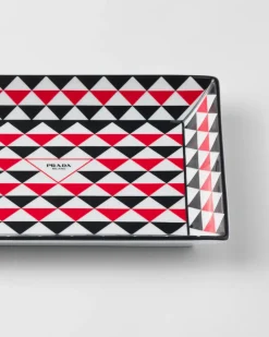 Prada VELAS AROMÁTICAS Y OBJETOS DECORATIVOS^Bandeja Rectangular Grande De Porcelana Para Llaves - Triangles