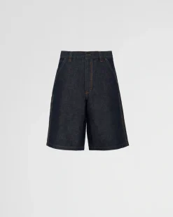 Hombre Prada TEJIDO VAQUERO^Bermudas De Cambray