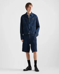 Hombre Prada TEJIDO VAQUERO^Bermudas De Denim Ligero