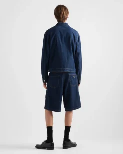 Hombre Prada TEJIDO VAQUERO^Bermudas De Denim Ligero