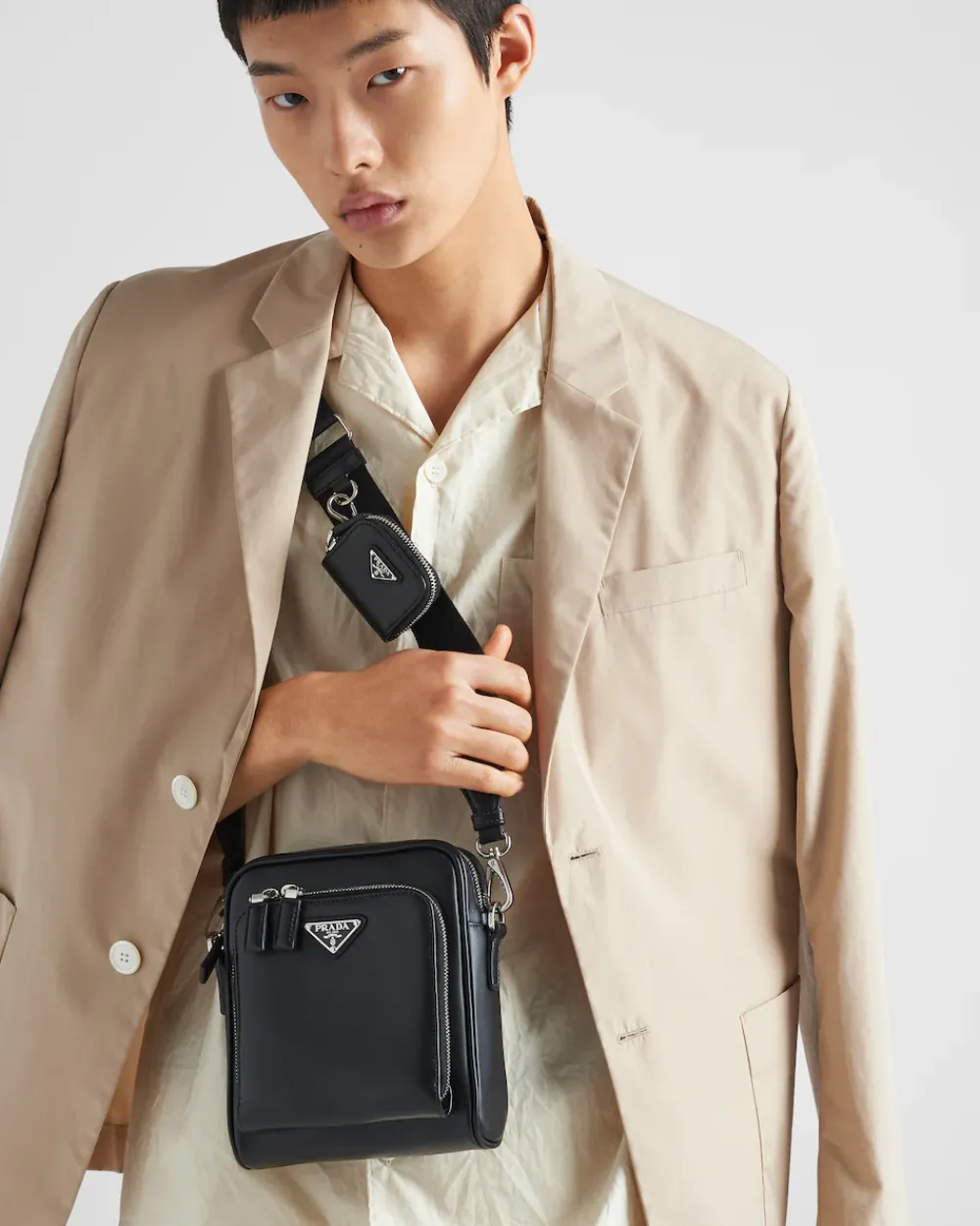 Hombre Prada BOLSOS MENSAJEROS^Bolso Bandolera De Piel Con Pouch