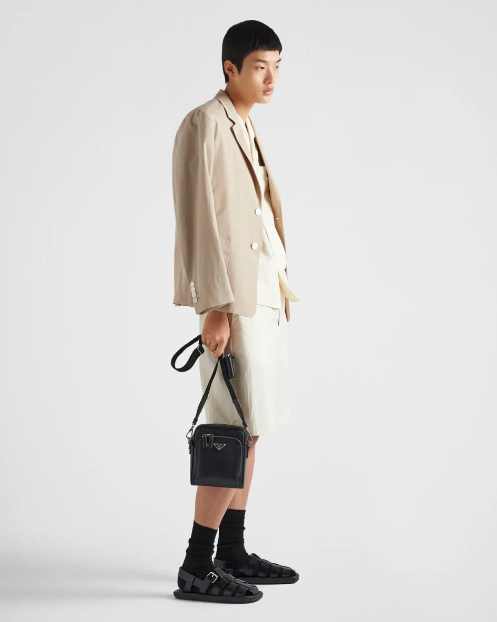 Hombre Prada BOLSOS MENSAJEROS^Bolso Bandolera De Piel Con Pouch