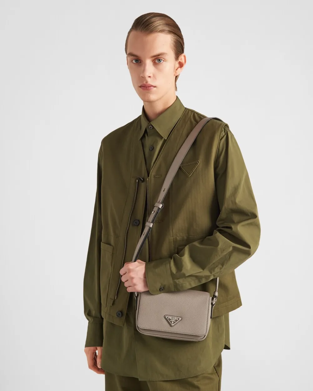 Hombre Prada BOLSOS MENSAJEROS^Bolso Bandolera De Piel Saffiano