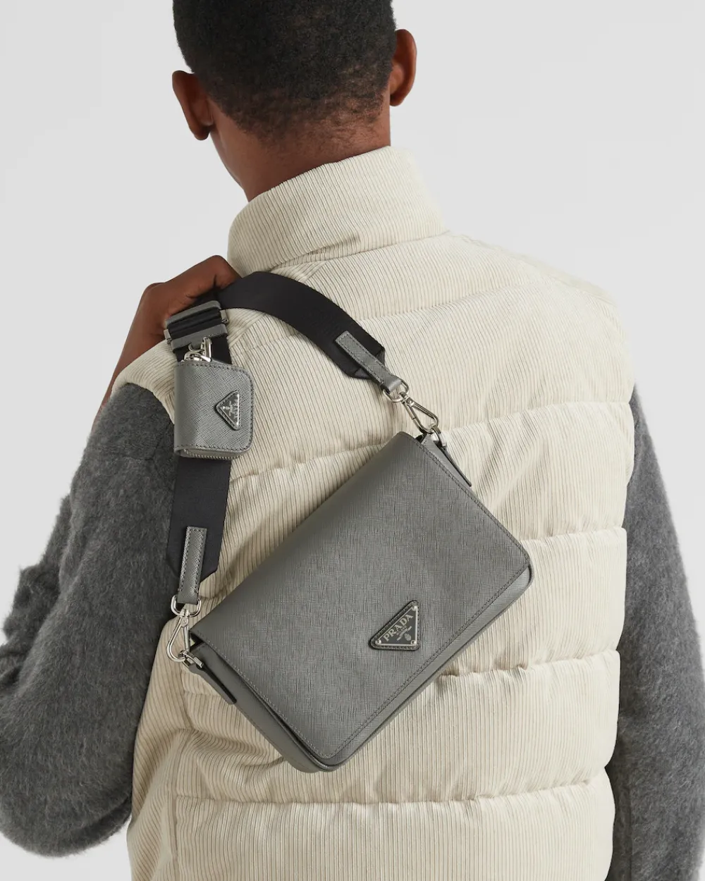 Hombre Prada BOLSOS MENSAJEROS^Bolso Bandolera De Piel Saffiano