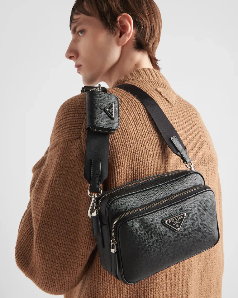 Hombre Prada BOLSOS MENSAJEROS^Bolso Bandolera De Piel Saffiano