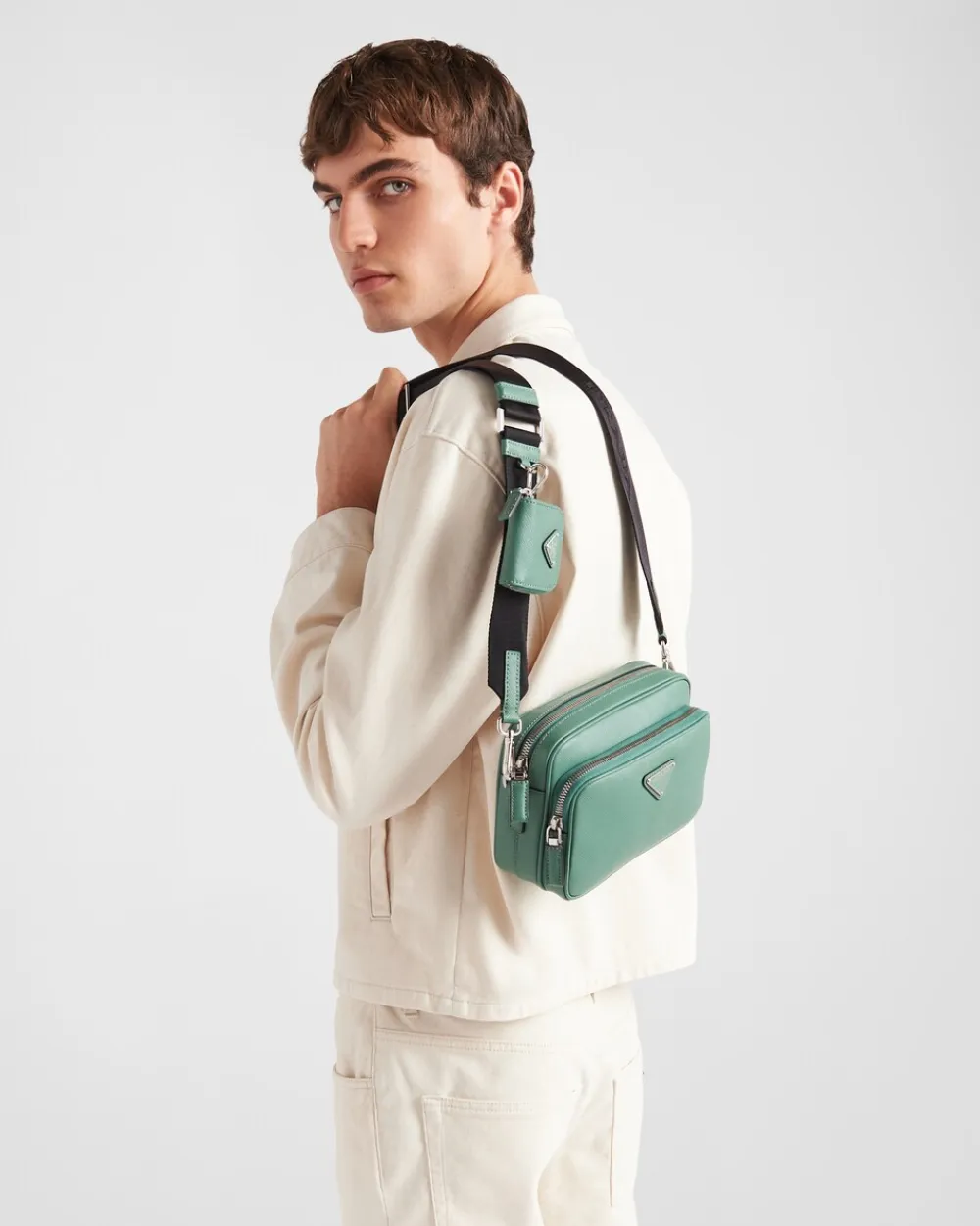 Hombre Prada BOLSOS MENSAJEROS^Bolso Bandolera De Piel Saffiano