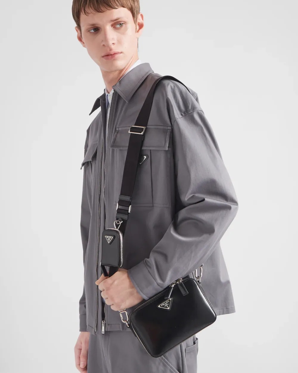 Hombre Prada BOLSOS MENSAJEROS^Bolso De Piel Brique