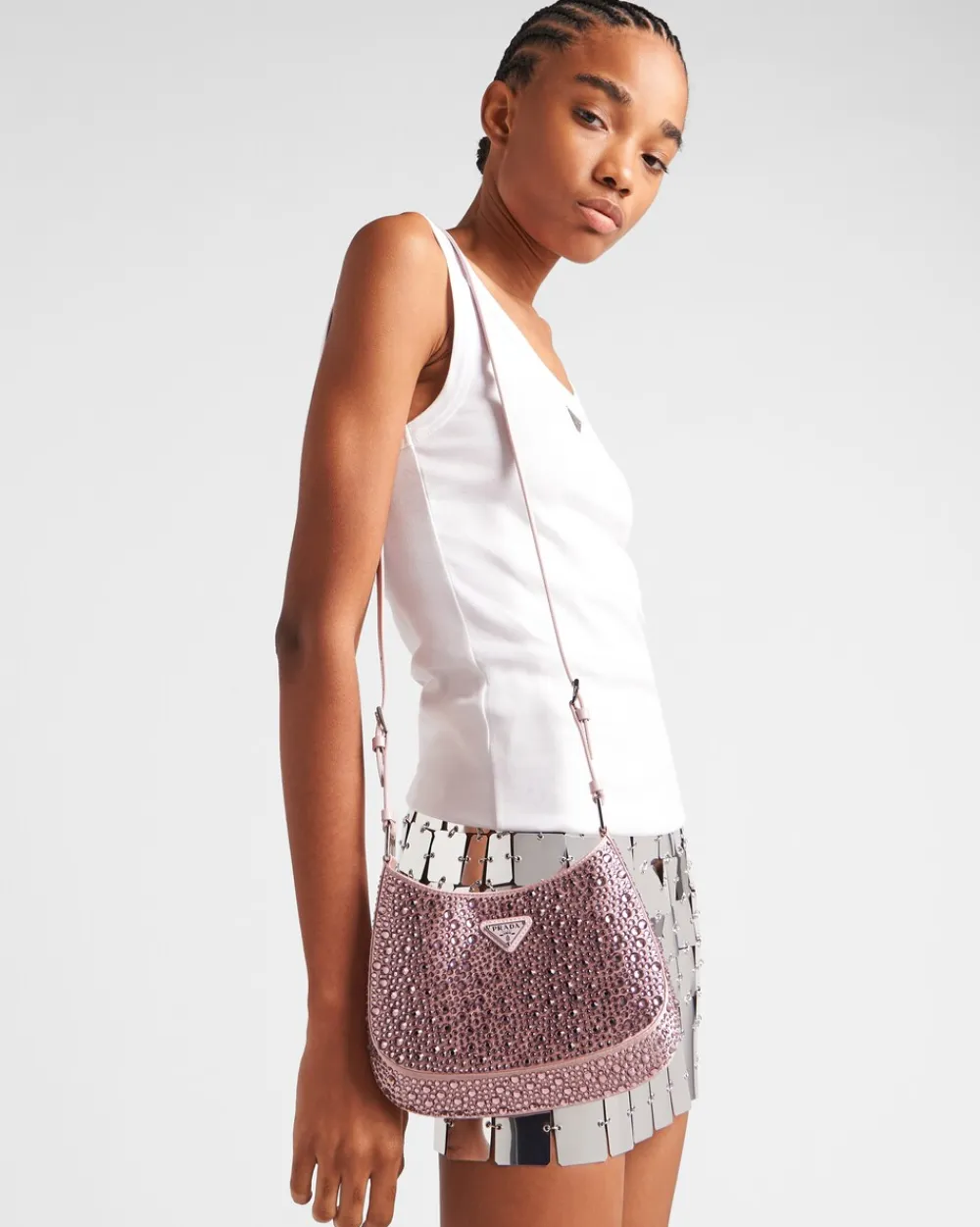 Prada PRADA CLEO^Bolso De Satén Cleo Con Cristales