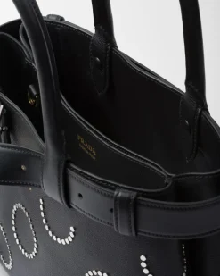 Mujer Prada PRADA BUCKLE|BOLSOS CON ASA SUPERIOR^Bolso Mediano De Piel Buckle Con Apliques