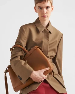 Mujer Prada PRADA BUCKLE|BOLSOS CON ASA SUPERIOR^Bolso Mediano De Piel Buckle Con Cinturón Doble