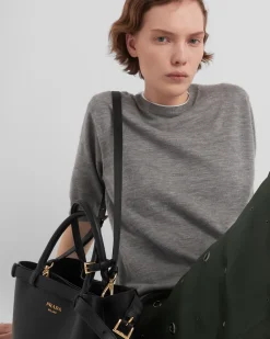 Mujer Prada PRADA BUCKLE|BOLSOS CON ASA SUPERIOR^Bolso Mediano De Piel Buckle Con Cinturón Doble