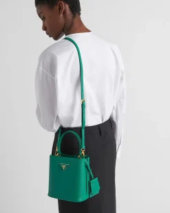 Mujer Prada BOLSOS CON ASA SUPERIOR|BOLSOS CON ASA SUPERIOR^Bolso Pequeño De Piel Saffiano Panier