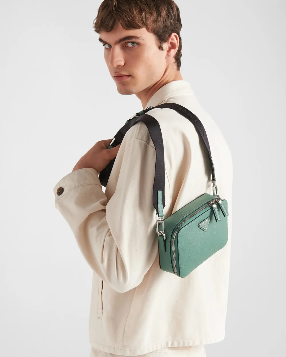 Hombre Prada BOLSOS MENSAJEROS^Bolso Brique De Piel Saffiano