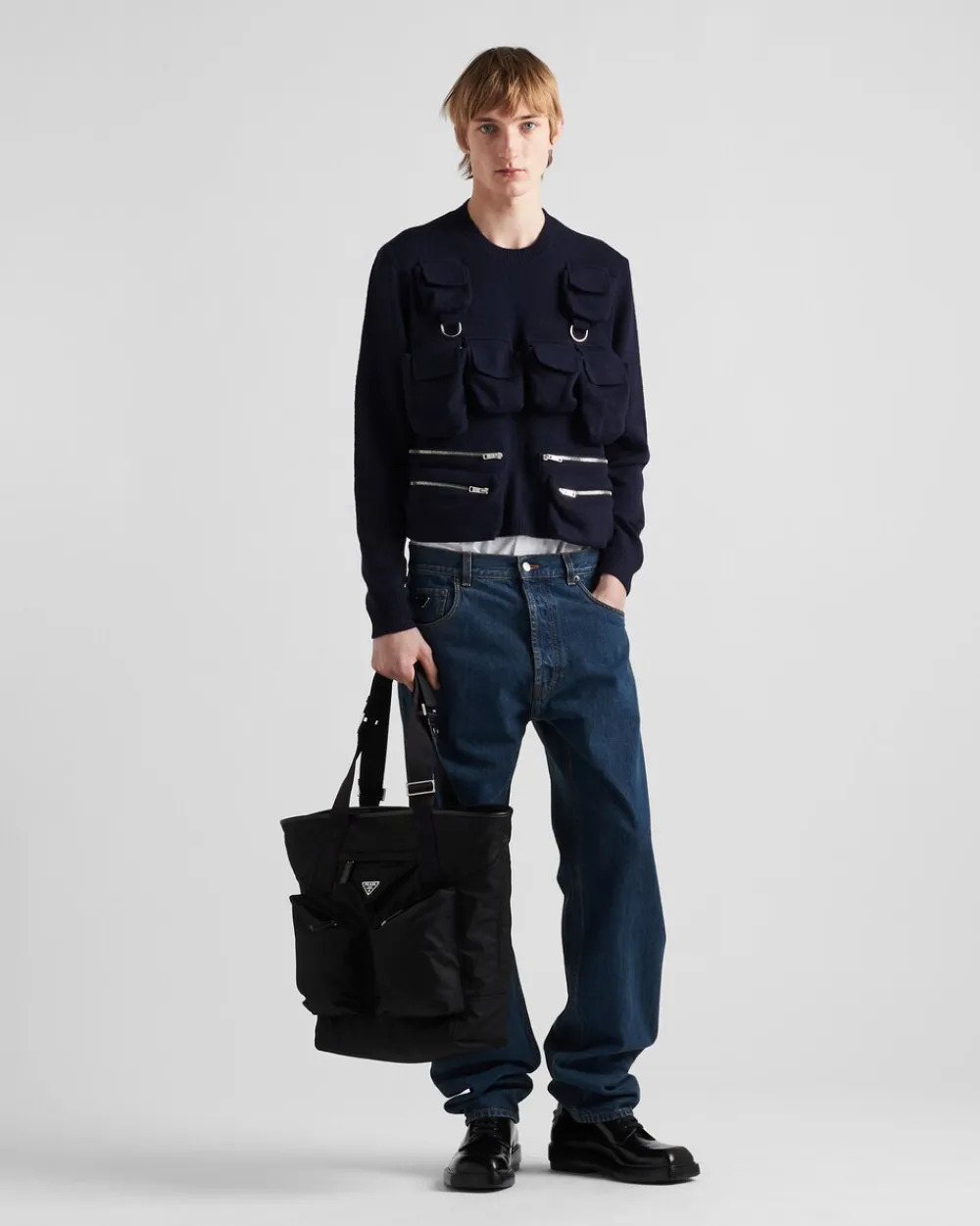 Hombre Prada BOLSOS GRANDES^Bolso Tote De Piel Y Re-nylon
