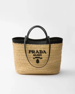Mujer Prada PRADA SUMMER BAGS|BOLSOS GRANDES^Bolso Tote De Tamaño Medio En Tejido Trenzado Y Piel