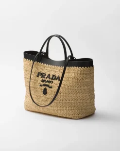 Mujer Prada PRADA SUMMER BAGS|BOLSOS GRANDES^Bolso Tote De Tamaño Medio En Tejido Trenzado Y Piel