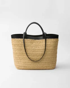 Mujer Prada PRADA SUMMER BAGS|BOLSOS GRANDES^Bolso Tote De Tamaño Medio En Tejido Trenzado Y Piel
