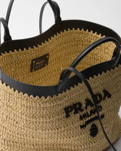 Mujer Prada PRADA SUMMER BAGS|BOLSOS GRANDES^Bolso Tote De Tamaño Medio En Tejido Trenzado Y Piel