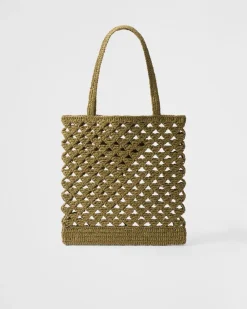 Mujer Prada PRADA SUMMER BAGS|BOLSOS GRANDES^Bolso Tote En Tejido Trenzado De Croché