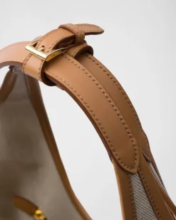Mujer Prada PRADA SUMMER BAGS|BOLSOS GRANDES^Bolso Tote Grande De Mezcla De Lino Y Piel