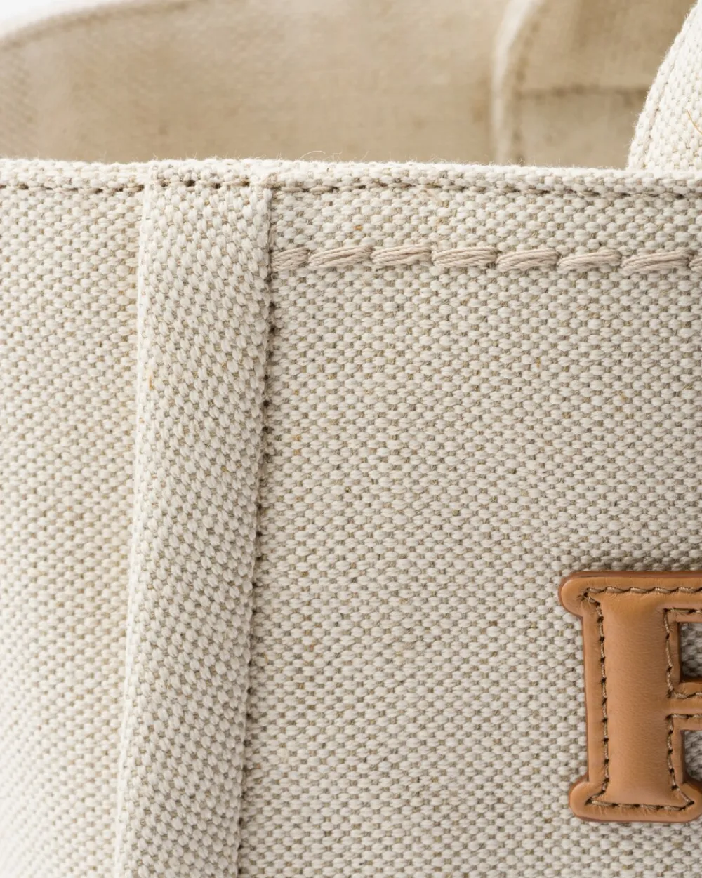 Mujer Prada PRADA SUMMER BAGS|BOLSOS GRANDES^Bolso Tote Grande En Mezcla De Lino