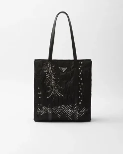 Mujer Prada BOLSOS GRANDES|BOLSOS GRANDES^Bolso Tote Mediano De Re-nylon Con Patchwork Y Bordados