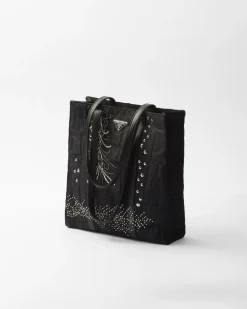 Mujer Prada BOLSOS GRANDES|BOLSOS GRANDES^Bolso Tote Mediano De Re-nylon Con Patchwork Y Bordados