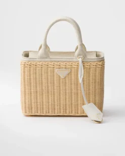 Mujer Prada PRADA SUMMER BAGS|BOLSOS GRANDES^Bolso Tote Mediano De Tejido Trenzado Y Mezcla De Lino