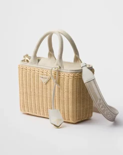 Mujer Prada PRADA SUMMER BAGS|BOLSOS GRANDES^Bolso Tote Mediano De Tejido Trenzado Y Mezcla De Lino